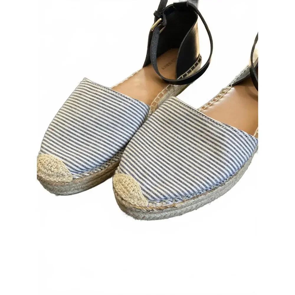 Old Navy Striped Espadrille Flats with Ankle Strap Size 10